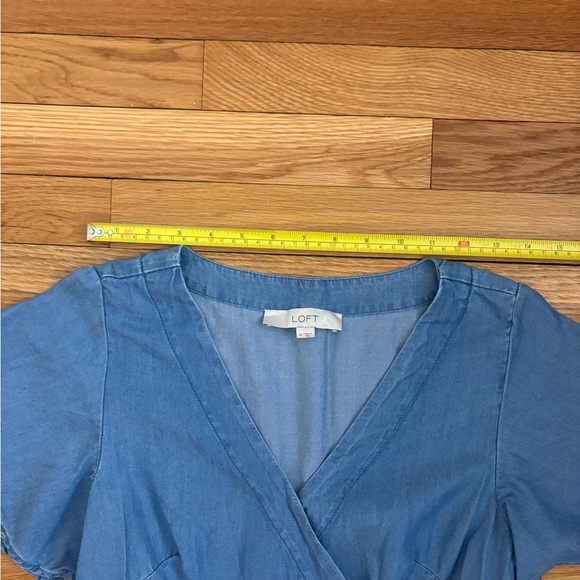 LOFT short Sleeve Wrap Midi Denim Dress Women’s 4 Denim Blue - Picture 9 of 11